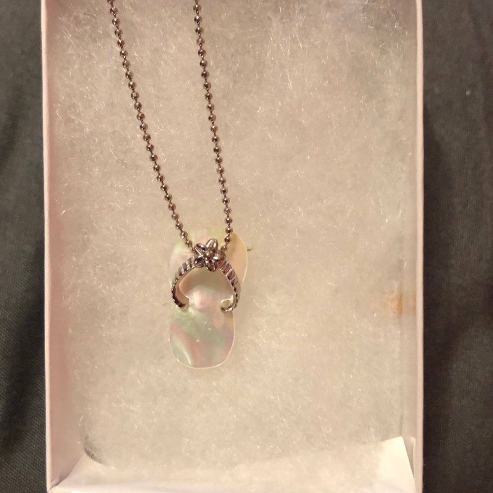 Mother of Pearl flip flop necklace